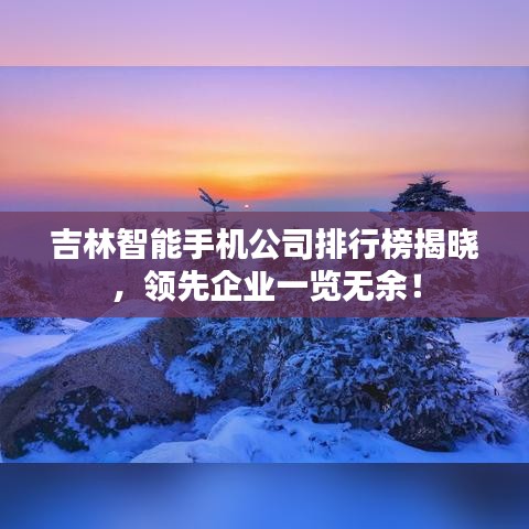 吉林智能手机公司排行榜揭晓,领先企业一览无余!