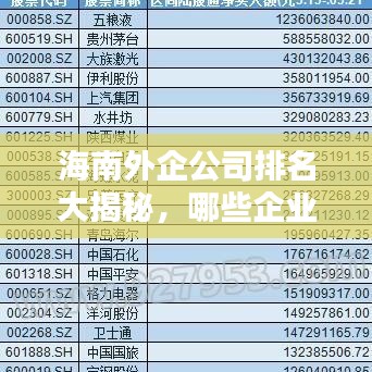 海南外企公司排名大揭秘,哪些企业领跑海南外资企业榜单?